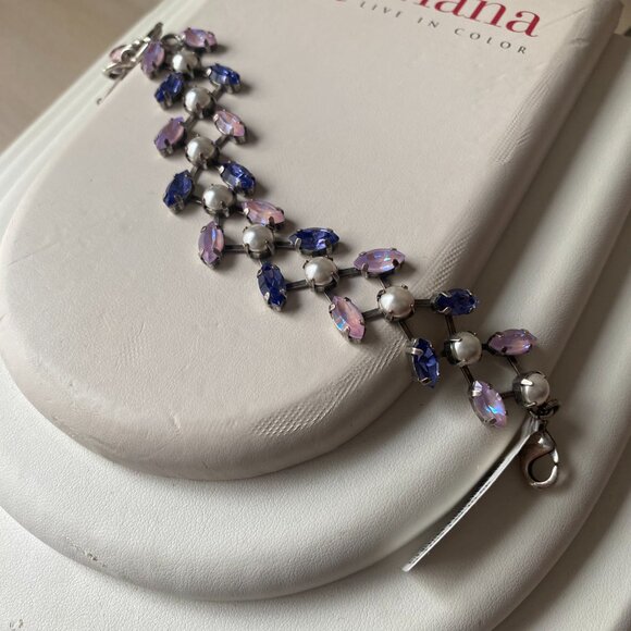 NWT Mariana Pink Purple Swarovski Crystal 925 Sterling Silver Bracelet Romantic - Picture 2 of 14